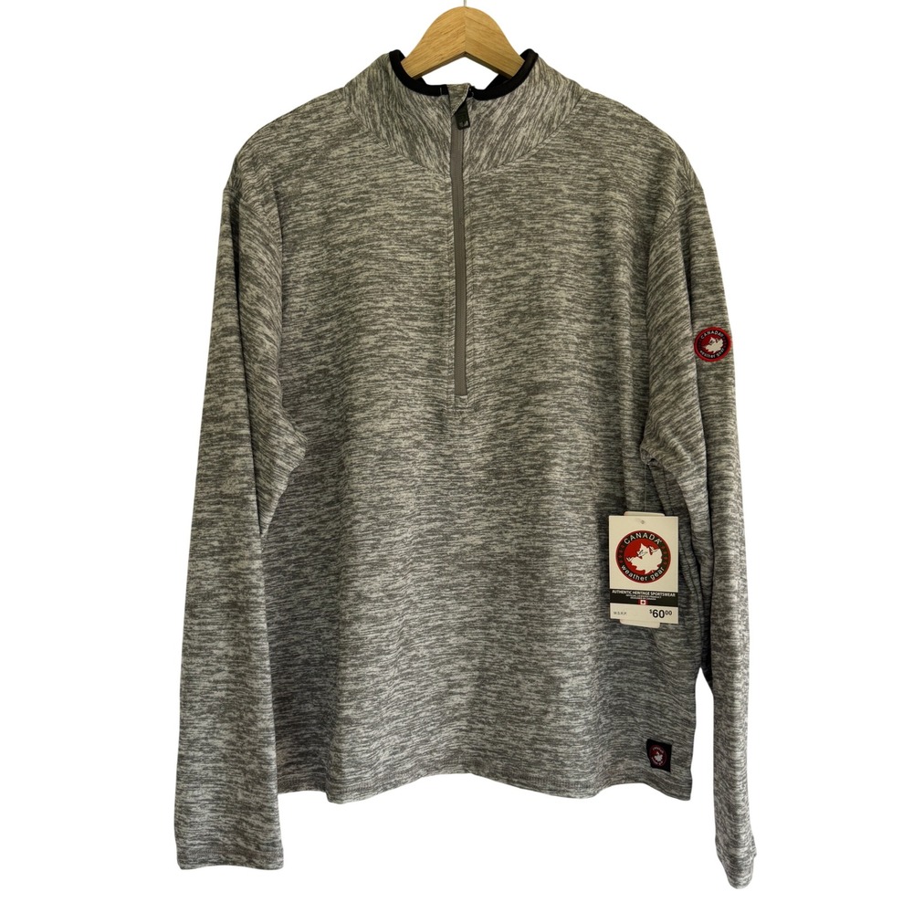 Canada Weather Gear Mens Large Gray Space Dye Quarter Zip Pullover NWT